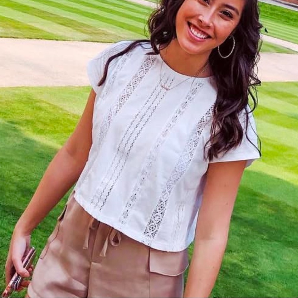 Zara White Lace detailing top